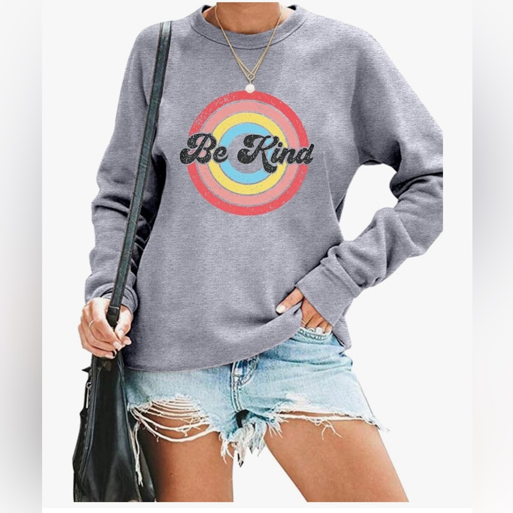 Gray 'Be Kind' Graphic Sweatshirt